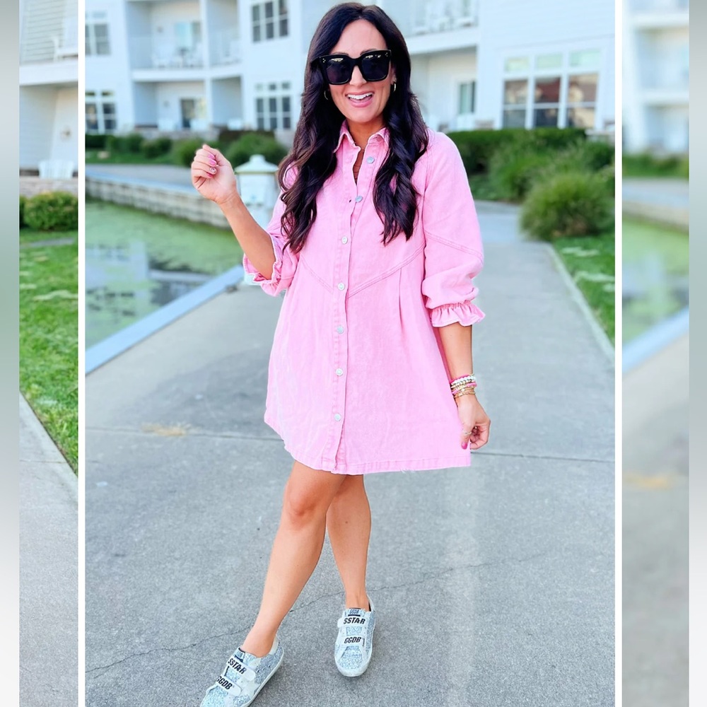 Adorable Eloise Pink Denim Dress from Apricot Lane Size Small NWOT